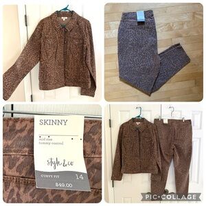 Leopard Puma Print Denim Pants & Jacket matching set - Style & Co.